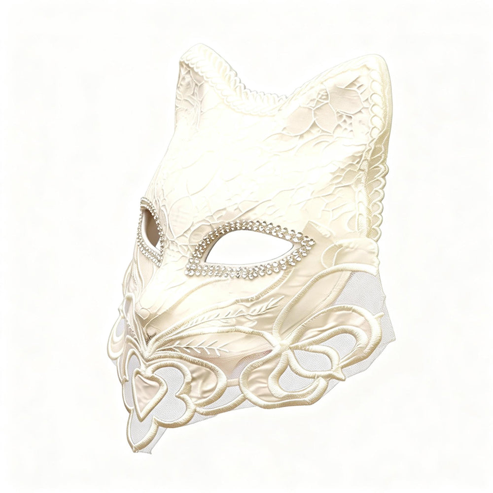 Marie Lace Ivory Feline Masquerade Mask