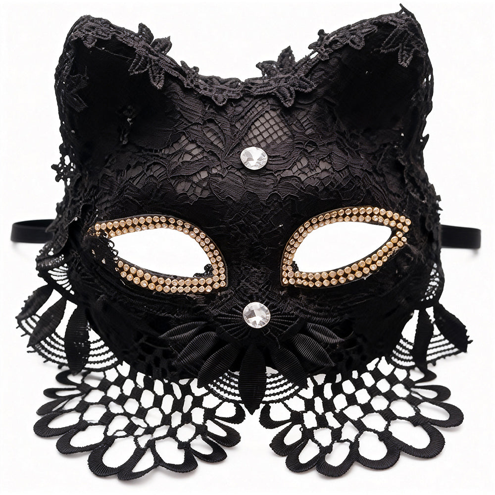 Marie Lace Black Lace Cat Masquerade Mask