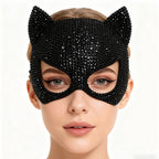 Bianca Crystal cat Party Mask-FULL BLACK