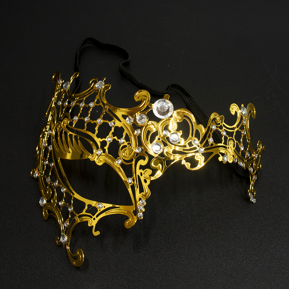 Regina Baroque Gold Metal Half Masquerade  Mask