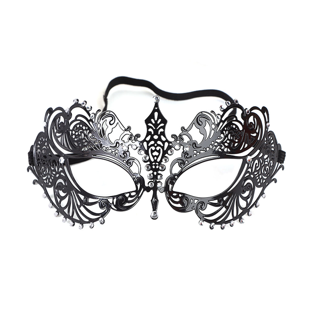 Regina Black Pointed Filigree Metal Masquerade Mask