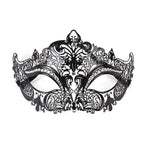 Regina Black Filigree – Crystal-Set Metal Masquerade Mask