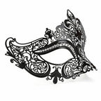 Regina Black Filigree – Crystal-Set Metal Masquerade Mask
