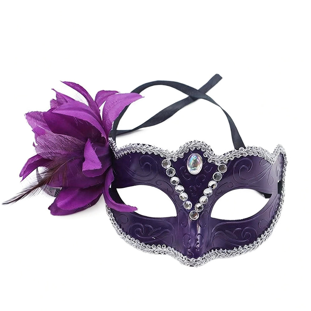 Regina Amethyst Feathered Crystal Venetian Mask