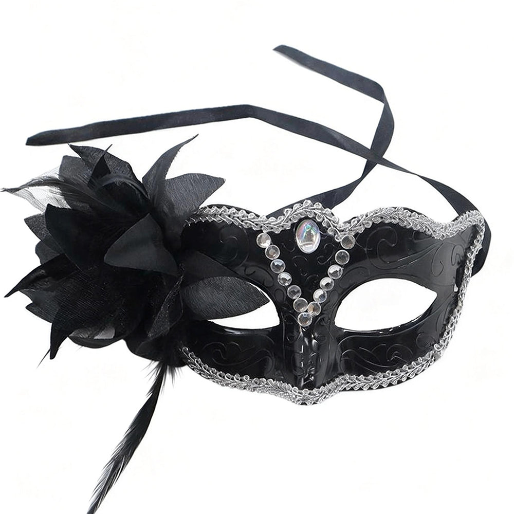 Regina Amethyst Feathered Crystal Venetian Mask