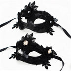 Marie Lace  Black Rose Venetian Couple Masquerade Mask