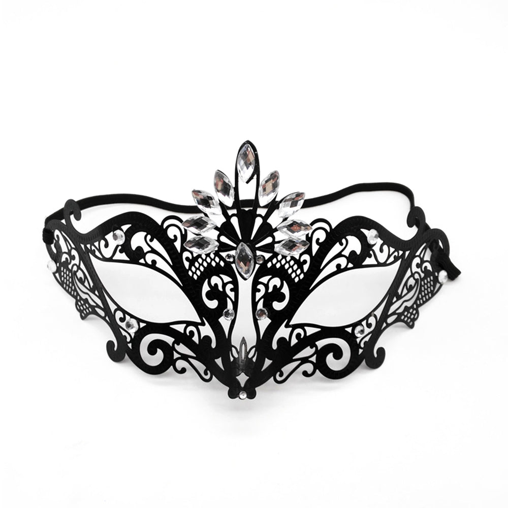 Regina Noir Crystal Filigree Venetian Mask