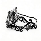 Regina Noir Crystal Filigree Venetian Mask