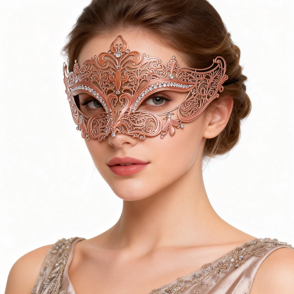 Regina Rose Gold Filigree Venetian Masquerade Mask