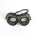 Regina Black Gold Gothic Mask – Beaded Half-Face Masquerade