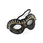Regina Black Gold Gothic Mask – Beaded Half-Face Masquerade
